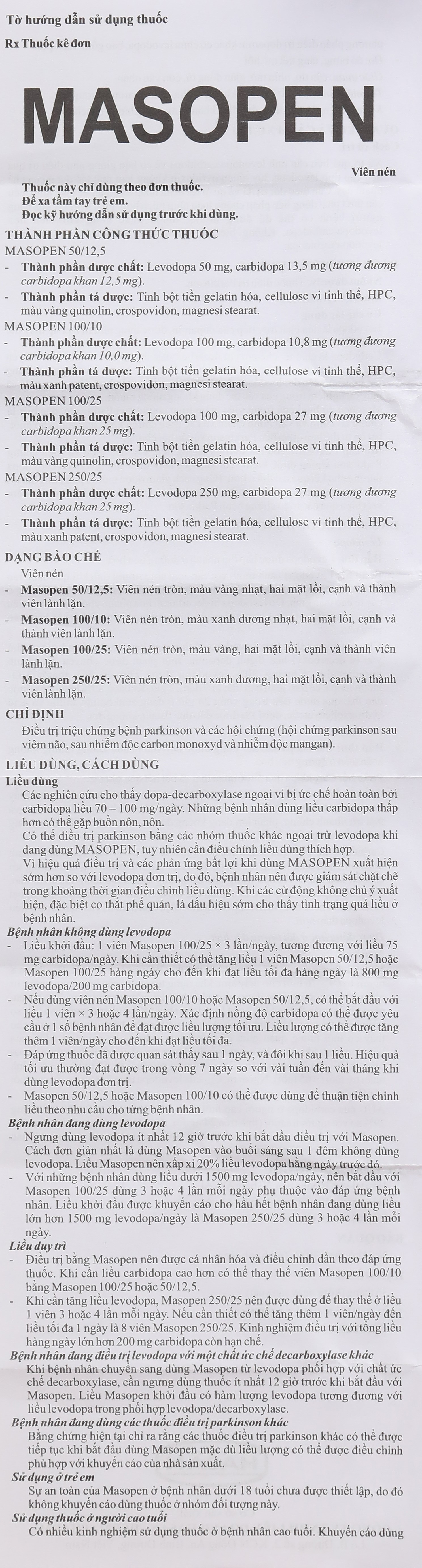Masopen 100/10 điều trị hội chứng Parkinson (3 vỉ x 10 viên) - 9